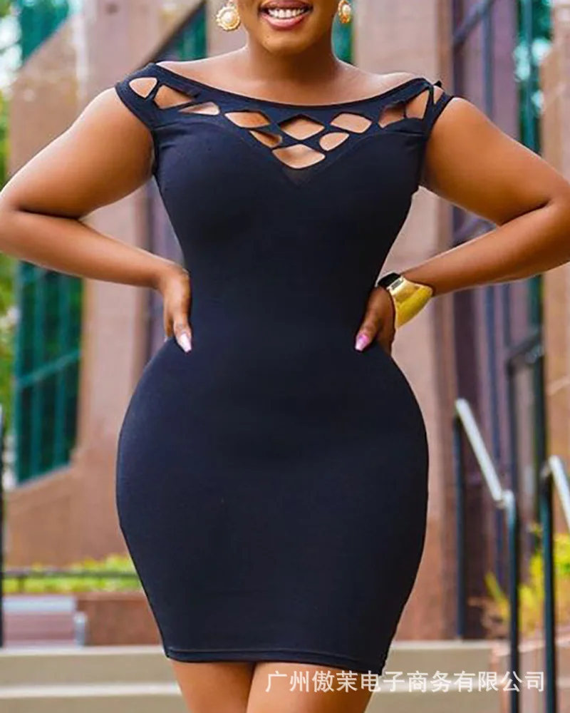 

Spot 2021 New Black Hollow Sexy Dress Woman Dress Party Dress