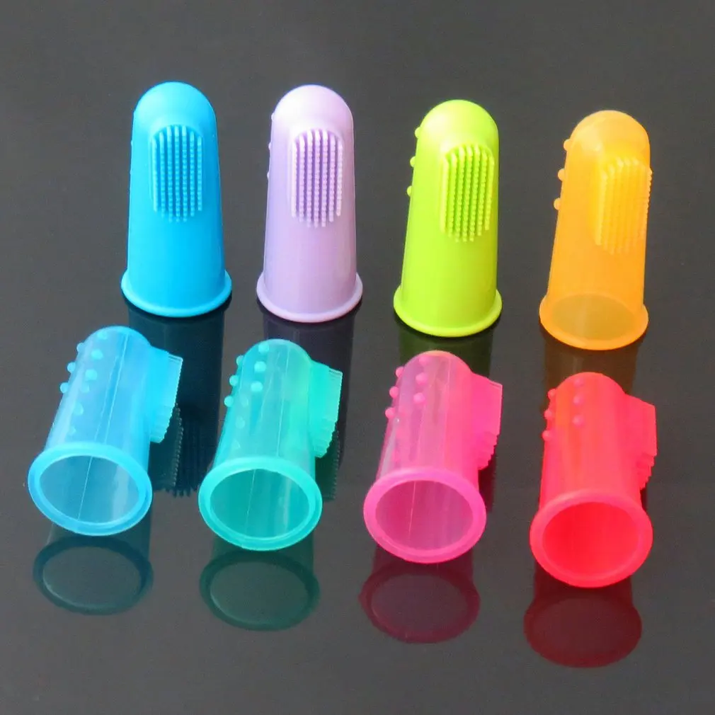 

Colorful Design Non-Toxic Soft Silicone Pet Finger Toothbrush Dogs Brush Bad Breath Tartar Teeth Care Cleaning Tool