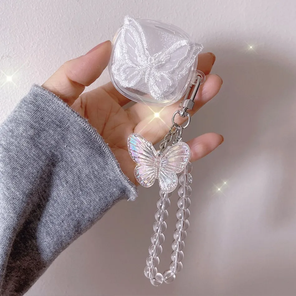 

Чехол для Xiaomi Air 2S / Air 2SE, Модный чехол с кружевной бабочкой и подвеской-цепочкой для наушников, мягкий прозрачный защитный чехол для XiaomiAir2