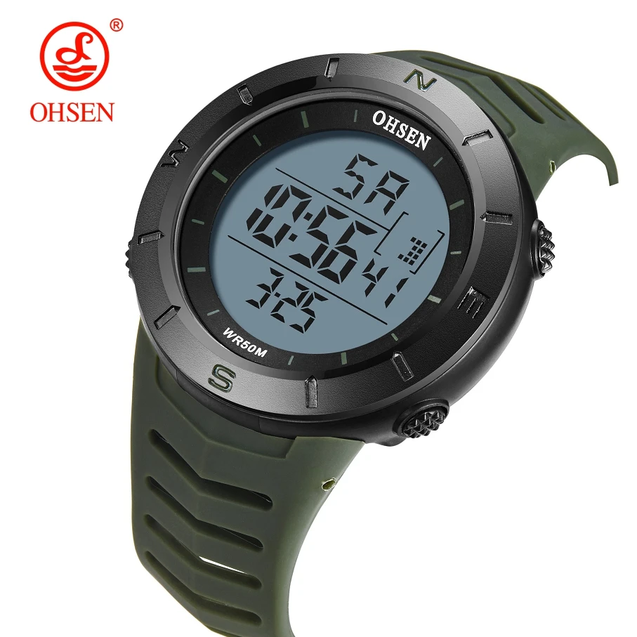 Green watch Цифровые ЖК-мужские часы reloj hombre Военный Зеленый Водонепроницаемый Открытый Бег наручные часы, силиконовый браслет часы мужские подарки для мальчиков - Цвет: Green watch