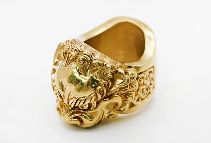 Бизнес круглое кольцо для сигар медное желтое династии Тан Лев ювелирные изделия