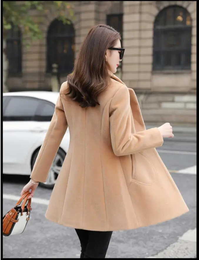 

Winter coat female 2020 new women's wool coat long coat autumn and winter wool sweater women's slim body ladies coat S-3XL