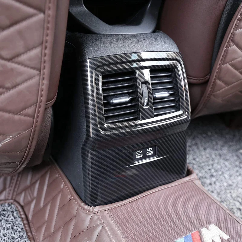 

for X1 F48 2016-2019 Car Carbon Fiber Rear Air Conditioner Vent Outlet Anti-Kick Cover Trim Frame for X2 F47 2018 2019