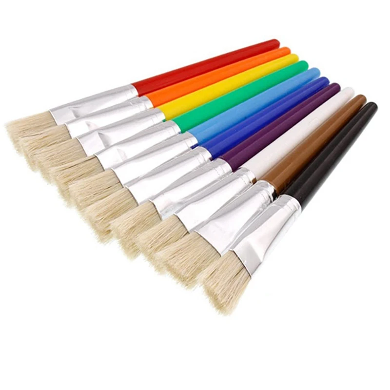 10Pcs Bristle Brush Paint for Children Oil Watercolor Brushes Gouache Drawing Art Tools | Канцтовары для офиса и дома