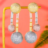blachette fashion luxury exquisite jewelry geometric full cubic zirconia long spherical pendant earrings womens party daily