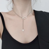 fmily minimalist 925 sterling silver geometric hollow tassel necklace fashion wild hip hop clavicle chain for girlfriend gift