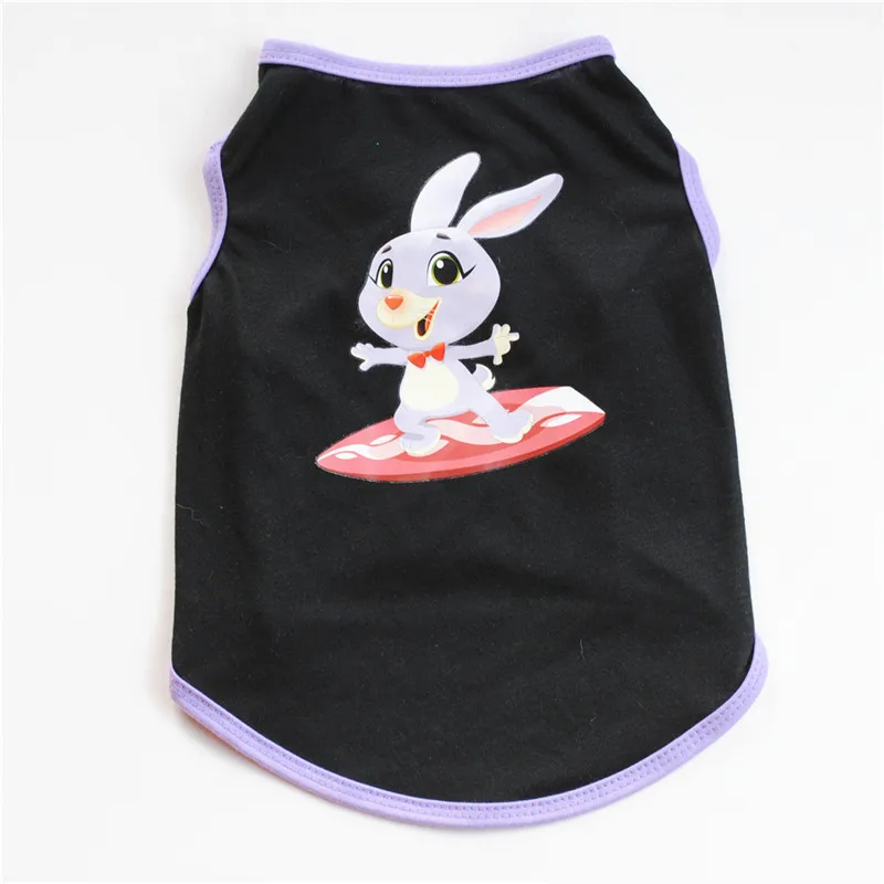 Breathable Cotton Dog Vest Black Cartoon Rabbit Puppy Clothe Spring and Summer Pet T Shirt for Small Teddy Hiromi | Дом и сад