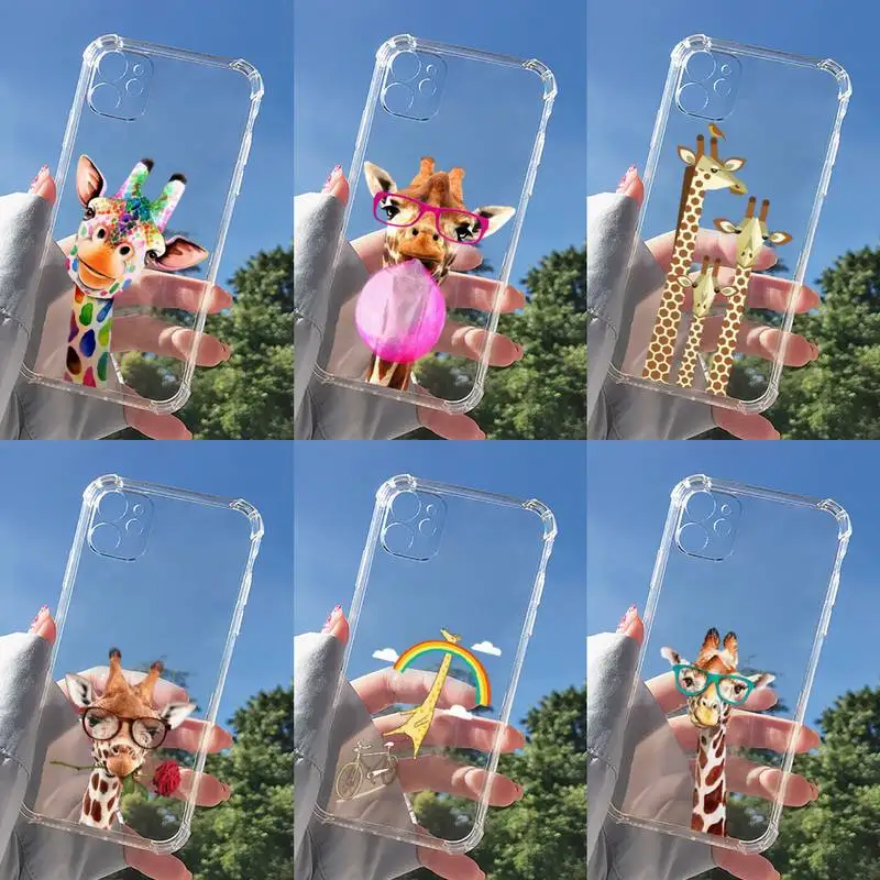 

Cartoon giraffe Phone Case For iphone 12 11 mini x xs xr pro max 8 7 6s 6 5 5s 5c se plus Transparent soft