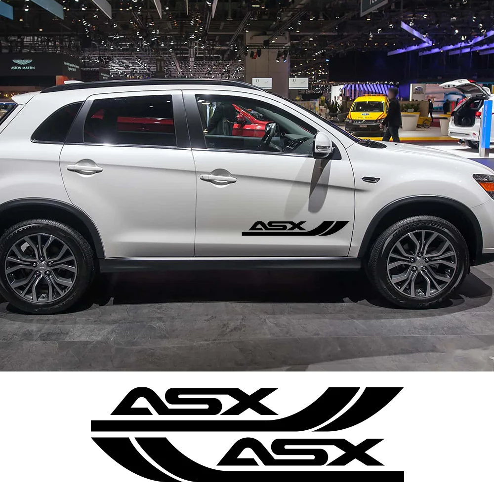 2PCS Car Door Side Stickers For Mitsubishi Lancer 10 3 9 EX Outlander ASX Pajero Tuning Accessories Auto Vinyl Film Decals - купить по