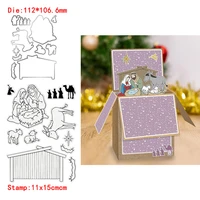 birth night parents baby camel lamb house metal cutting diestransparent clear stamps for diy scrapbooking album paper cards new