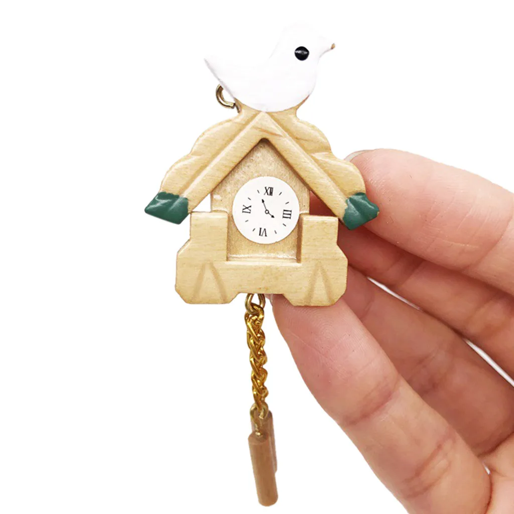 2019 Изысканная миниатюра настенные часы с птицей для 1/12 кукольного домика
