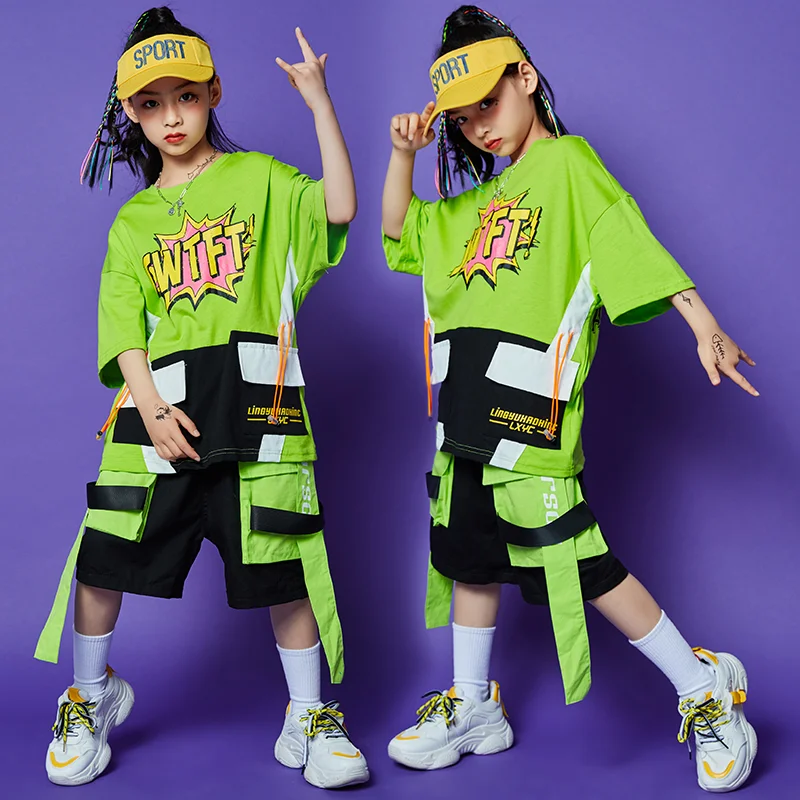 

New Hip Hop Clothing For Girls Street Dance Wear Children Jazz Dance Costumes Loose Shirts Hiphop Pants Kids Kpop Rave Clothes
