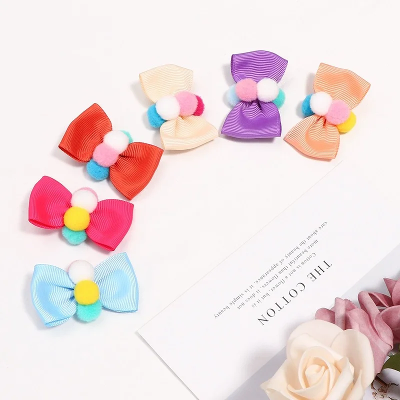 Mini horquillas de colores para ni&ntilde;a, horquillas con lazo, accesorios para el cabello, hecho a mano-3
