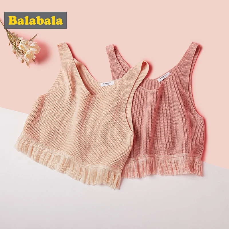 Детский жилет Balabala для девочек Осенняя детская одежда милая вязаная Удлиненная