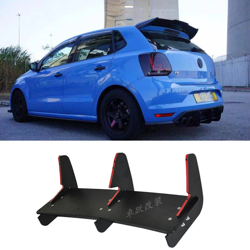 

For Polo GTI Rear Lip Spoiler Trim Fins Shark Cover for Volkswagen VW Polo GTI 2015 2016 Bumper Protector Car Styling