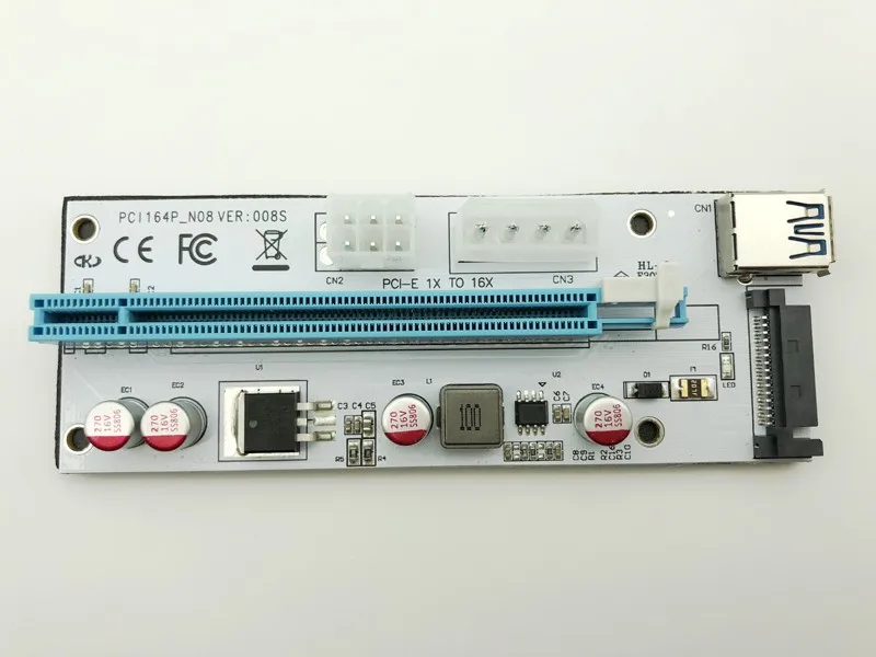 

NEW USB3.0 008S PCI-E Riser Express 1X 4x 8x 16x Extender Riser Adapter Card SATA 15pin to 6pin Power Cable Dual Power Interface
