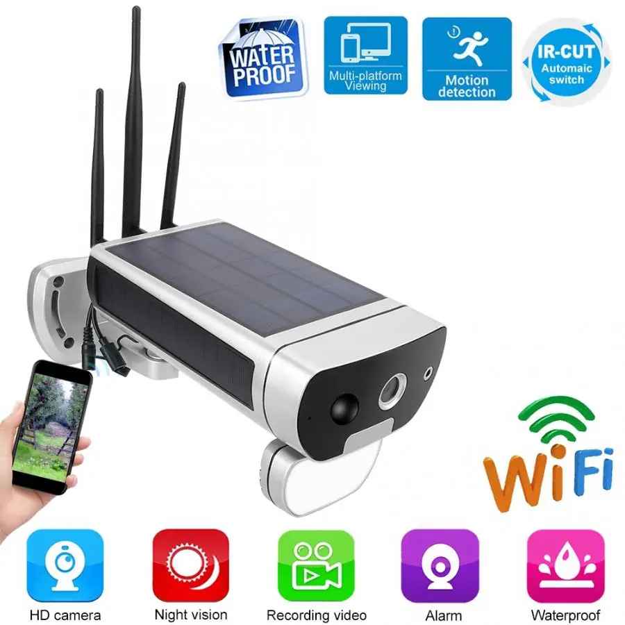 Беспроводная уличная Wi Fi камера 1080P HD на солнечной батарее сетевая