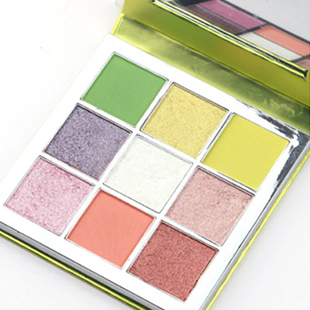 Палитра теней для век Косметика Алмазный Блеск металлик 9 красочный кремовый