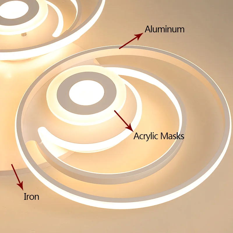 

white modern Led Chandelier lighting for bedroom living room dining room acrylic lustre luminaria lampadario Ceiling Chandelier