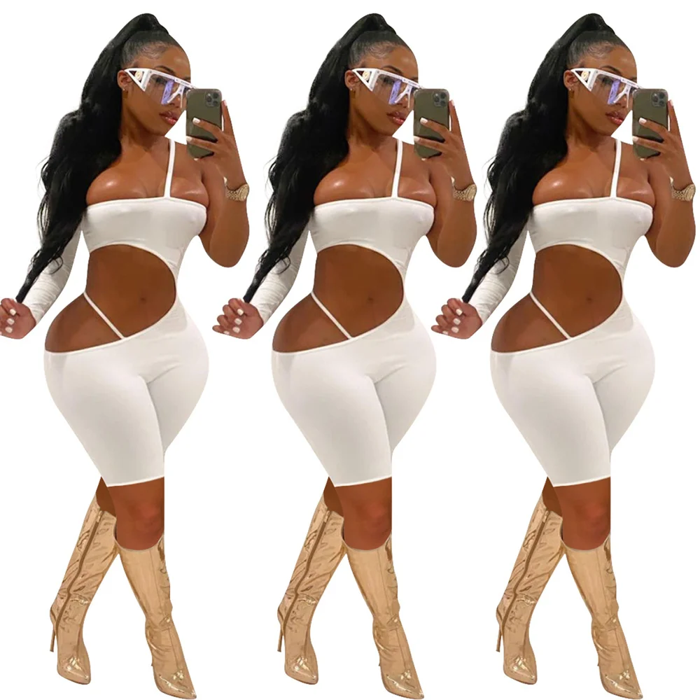 

Pure Color Temperament Open Waist Hollow Out Slim-fit Sling Jumpsuit Cross Border Nightclub Women's Clothing Wholesale Items