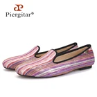 Женские тканевые туфли Piergitar, повседневные туфли ручной работы с металлическими вставками, лоферы на плоской подошве
