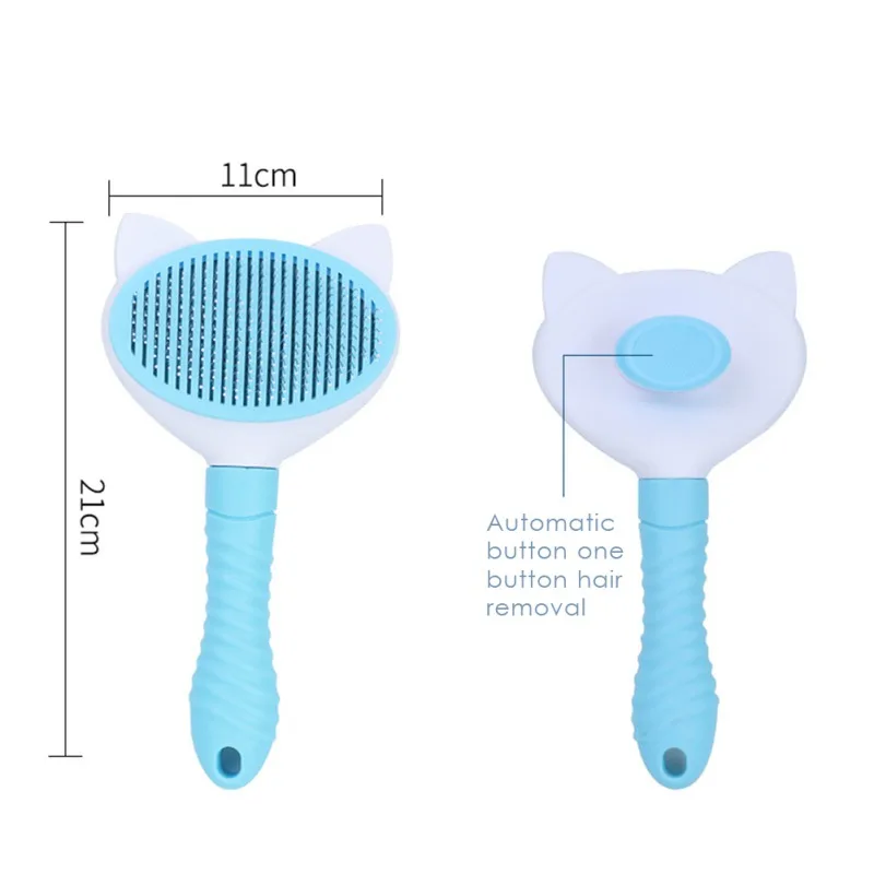 

New Cat Ears Dog Hair Removal Comb Grooming Brush Cats Combs Automatic Non-slip Brushs for Dogs Cats Cleaning Supplies