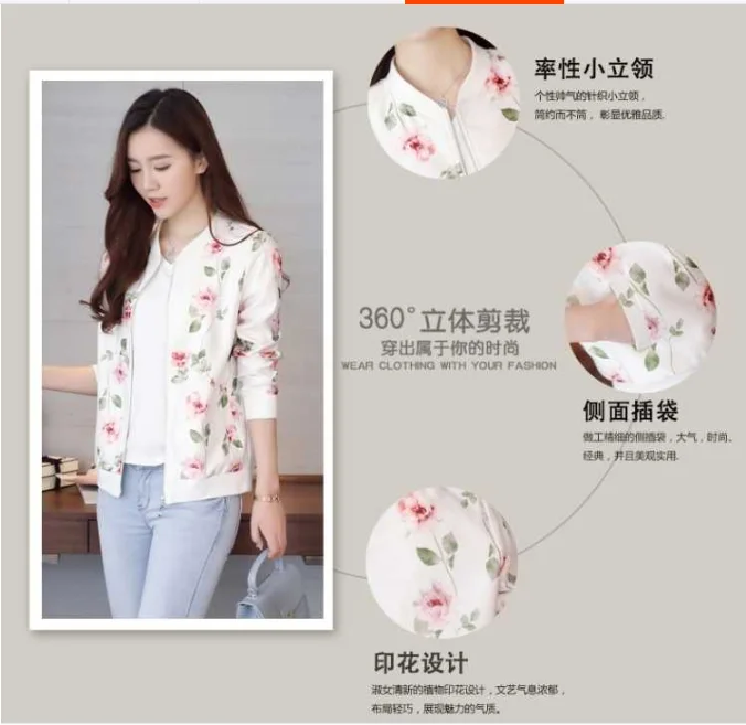 Осенняя куртка для женщин с принтом Повседневная бейсбольная форма на молнии