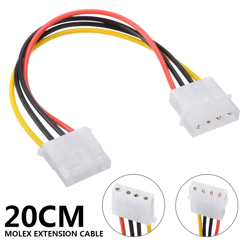 Новое поступление 1 шт. 20 см IDE 4 PIN M-olex штекер питания к гнезду удлинитель