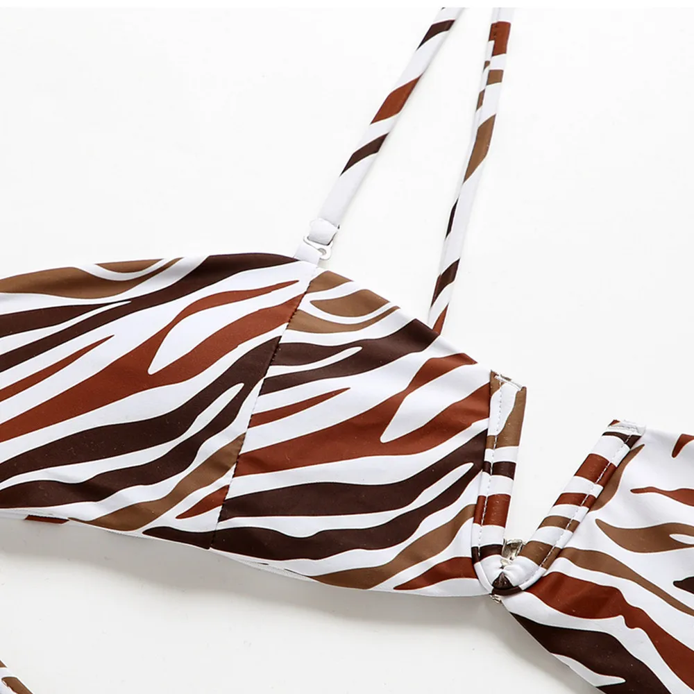 

High Cut Bikini Push Up Swimsuit Women Sexy Brazilian Thong Swimwear 2021 Leopard Bathing Suit Summer Bandage Swimming Suit