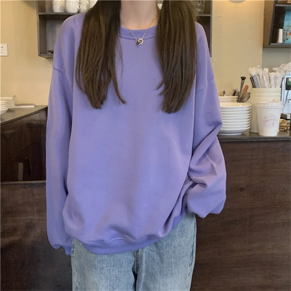 

Толстовка Женская однотонная с капюшоном, свободная повседневная кофта в стиле Харадзюку, свитер на осень-зиму