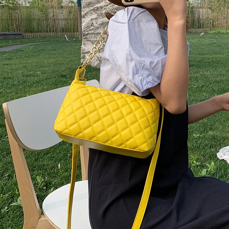 

2020 Fashion solid color PU leather diamond pattern women's Shoulder Messenger Bag purses and handbags crossbody bags for women