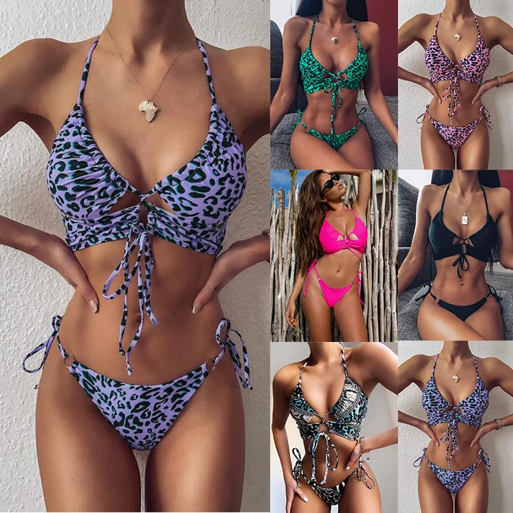 

2020 Sexy Swimsuit Women Bikini Push-up Bandage Padded Bandage Bikini Set Swimwear Bathing Suit Ribbed Biquini Female