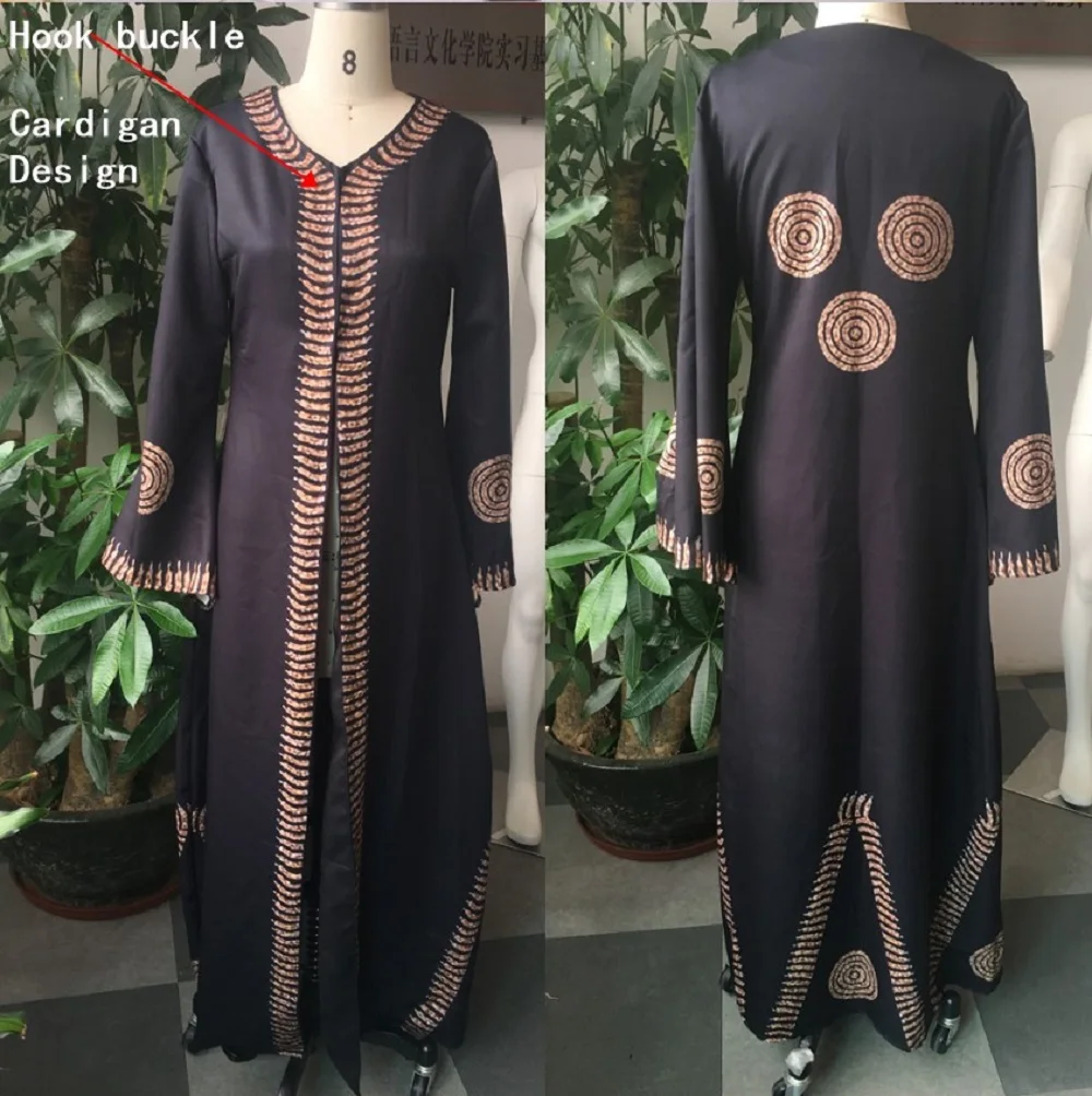 

Plus Size African Women Dress Vintage 2020 Autumn Flare Sleeve Black Long Robe Femme Elegant Oversize Print Party Maxi Vestidos