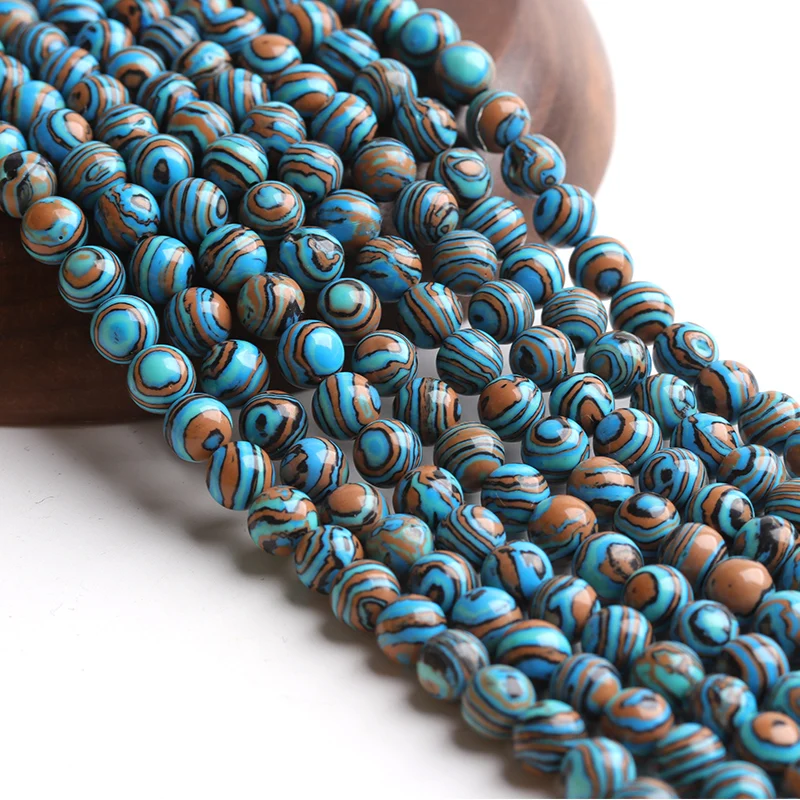 

7A Grade Natural Stone Blue Orange Flower Malachite Beads 4mm-12mm Beads For Jewelry Making Sewing Beads Jewelry Components