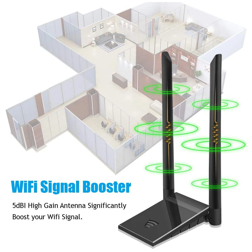 

Desktop Dual Band Wireless Wifi Adapter USB 3.0 WiFi Adapter 1200Mbps Wireless Network Card Wi-Fi Receiver for Computer