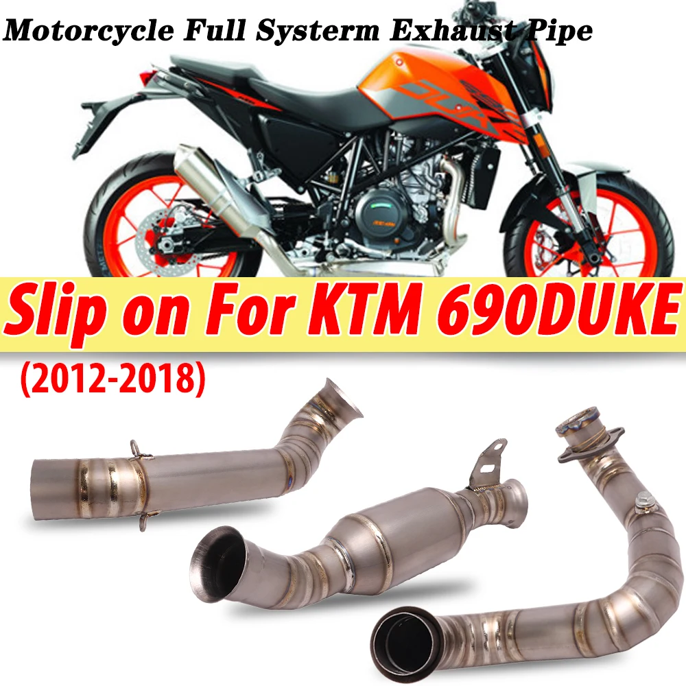 Slip on For KTM 690DUKE Motorcycle Full Systerm Exhaust Pipe Escape Modified Middle Link Pipe Cat Delete Eliminator Enhanced