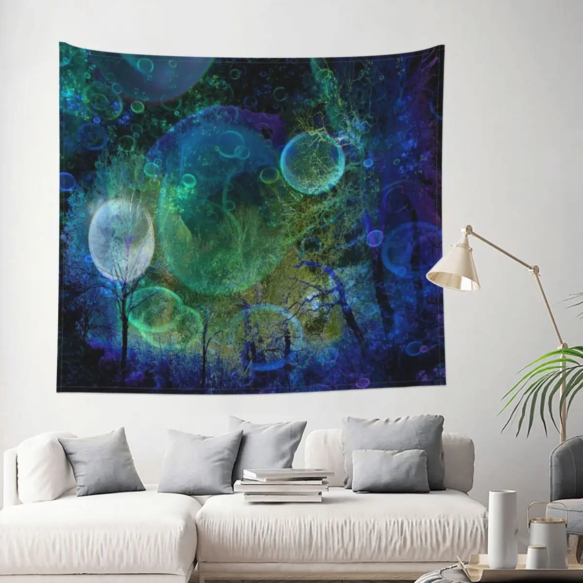 

Tapestry Psychedelic Forest Bubbles Nature Landscape Decor Wall Room Home Decoration Hanging Living room Kawaii Pattern Style