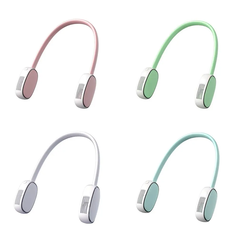 

Portable Leafless Hanging Neck Fan 360 Degree Lazy Neckband Fan 78 Surround Air Outlets USB 2000mAh Rechargeable neck fan