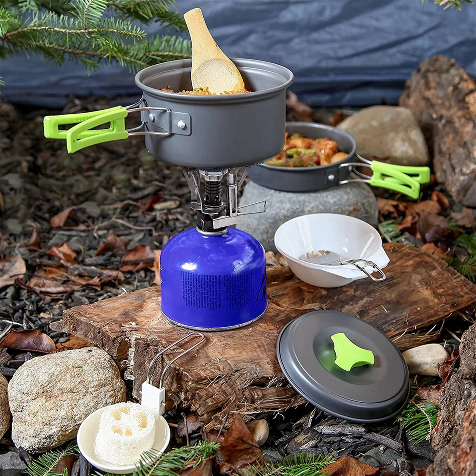 

Cookware Combination Outdoor Camping Tableware Set Backpacking Picnic Alumina Durable Cookware Folding Cooking Set