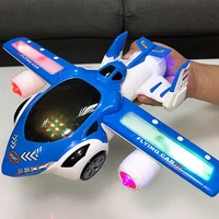 electric transformation party light music airplane universal 360 degree rotating aircraft kids gifts