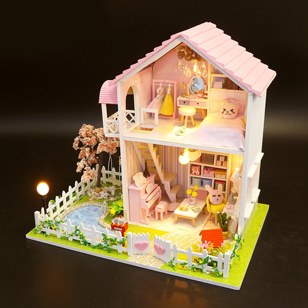 

DIY Christmas Miniature Dollhouse Kit Models House Villa Home Decoration