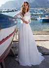 Роскошное Дешевое пляжное свадебное платье 2021 А-силуэта, белое шифоновое платье с аппликацией, летнее свадебное платье с длинными рукавами, простое платье