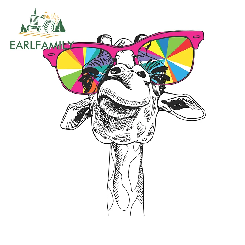 

EARLFAMILY 13 см x 11,8 см для жирафа с солнцезащитными очками Автомобильная наклейка для доски для серфинга украшение для мотоцикла устойчивая к ца...