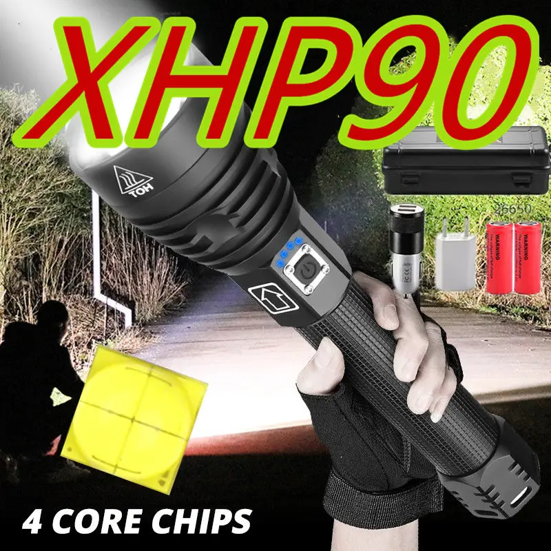 XHP90 самый мощный Usb масштабируемый светодиодный фонарик Xhp70.2 тактический фонарь
