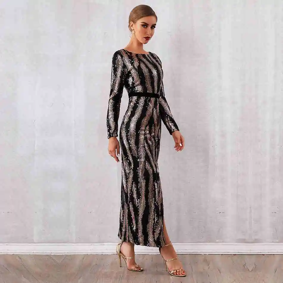Seamyla, высокое качество, женское длинное макси платье, Vestido, облегающее, с золотыми блестками, платья, сексуальная клубная одежда, вечерние платья знаменитостей, летнее