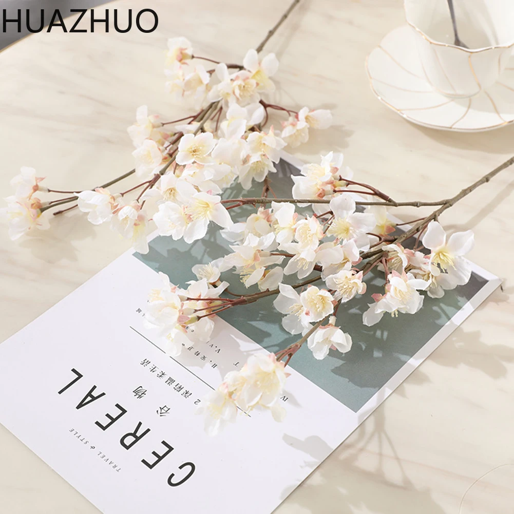 

Plastic Fake Flower Bouquet Plum Blossom Branch Silk Flower Wedding Decor DIY Artificial Simulation Peach Branch Home Decoration