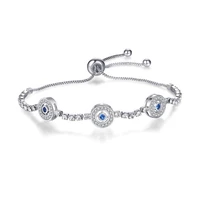 qikaola 100 real 925 sterling silver bracelet light luxury clear zircon bracelet adjustable blue eye for women jewelry cmb82