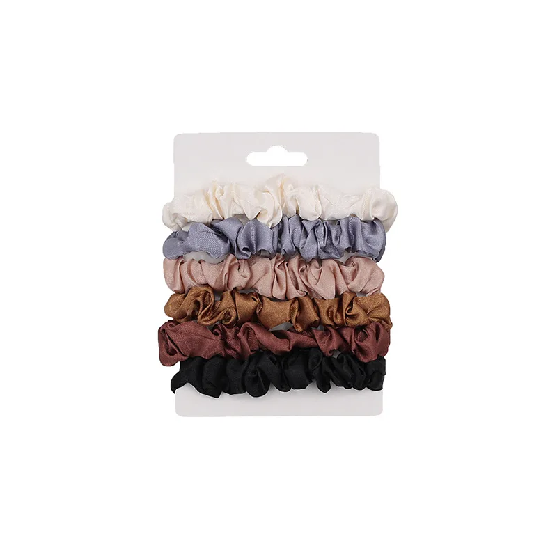 

6Pcs/Set Elastic Hair Bands Satin Scrunchie Hair Ties For Women Hair Accessories Ponytail Holder Hair Rope Solid Color Headwear