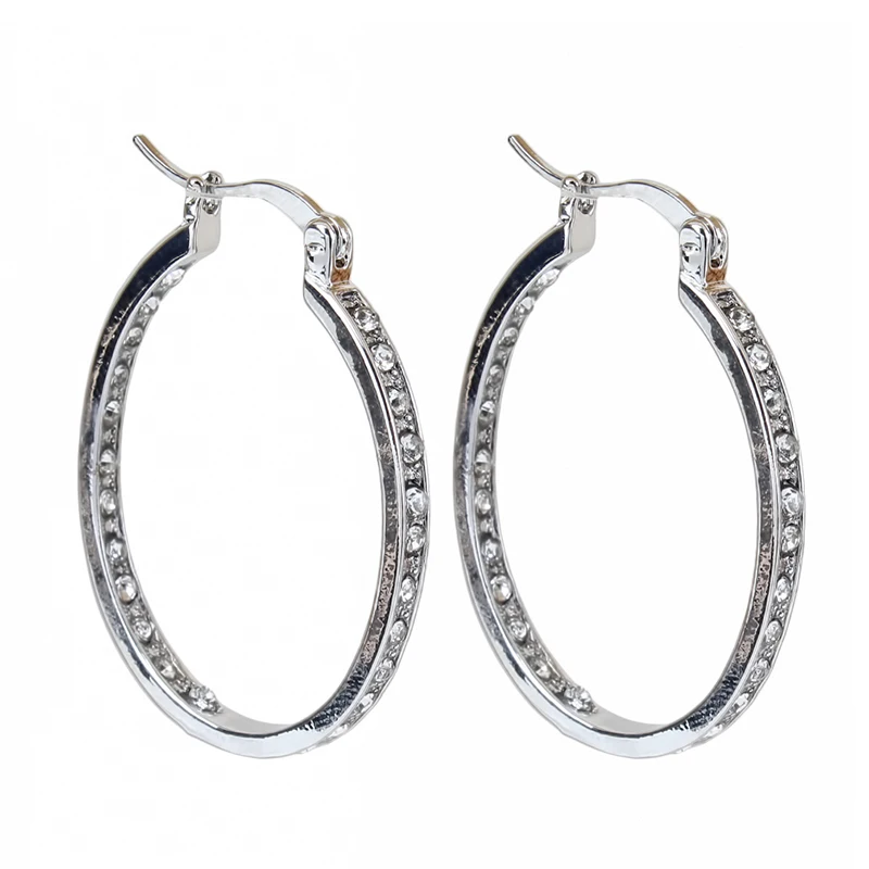 Fashion Earrings For Women Trendy Round Ear Cuff Gold And Silver Plated Rhinestone Clip | Украшения и аксессуары