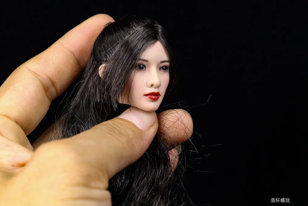 

1/6 European Women Girl Head Similar To Liuyan Brown Long Hair for 12''Figures Bodies Accessories